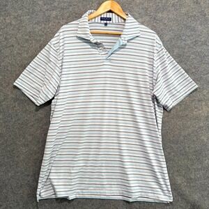 Peter MIllar Crown Crafted Performance Golf Polo Shirt Mens 2XL Striped Blue UPF